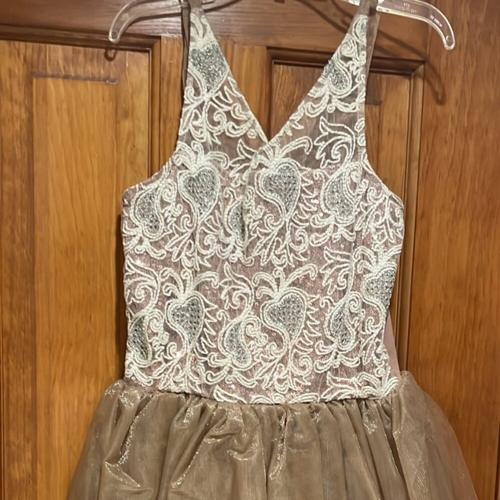 Ooh! la la! Couture holiday dress, gold